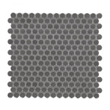 Onix Dark Grey Shiny Pennyround Mosaics 11.25x11.25 Mesh