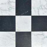 Nero Marquina Honed 12"x12" & Ocean White Honed 12"x12" Checkerboard Marble Tiles
