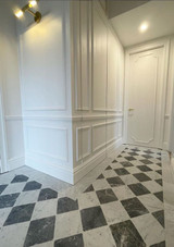 Italian Carrara Tumbled & Nero Marquina Tumbled 12x12 Checkerboard Marble Tiles