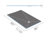 Wedi Fundo Ligno Curbless Shower Pan (Base) w/ Click and Seal Drain Unit - 36" x 60" x 1-1/8" Offset Drain