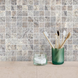 Silver Premium Travertine Square 2″ X 2″ Tumbled