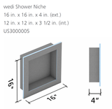 Wedi 16"x16" Shower Niche US3000005