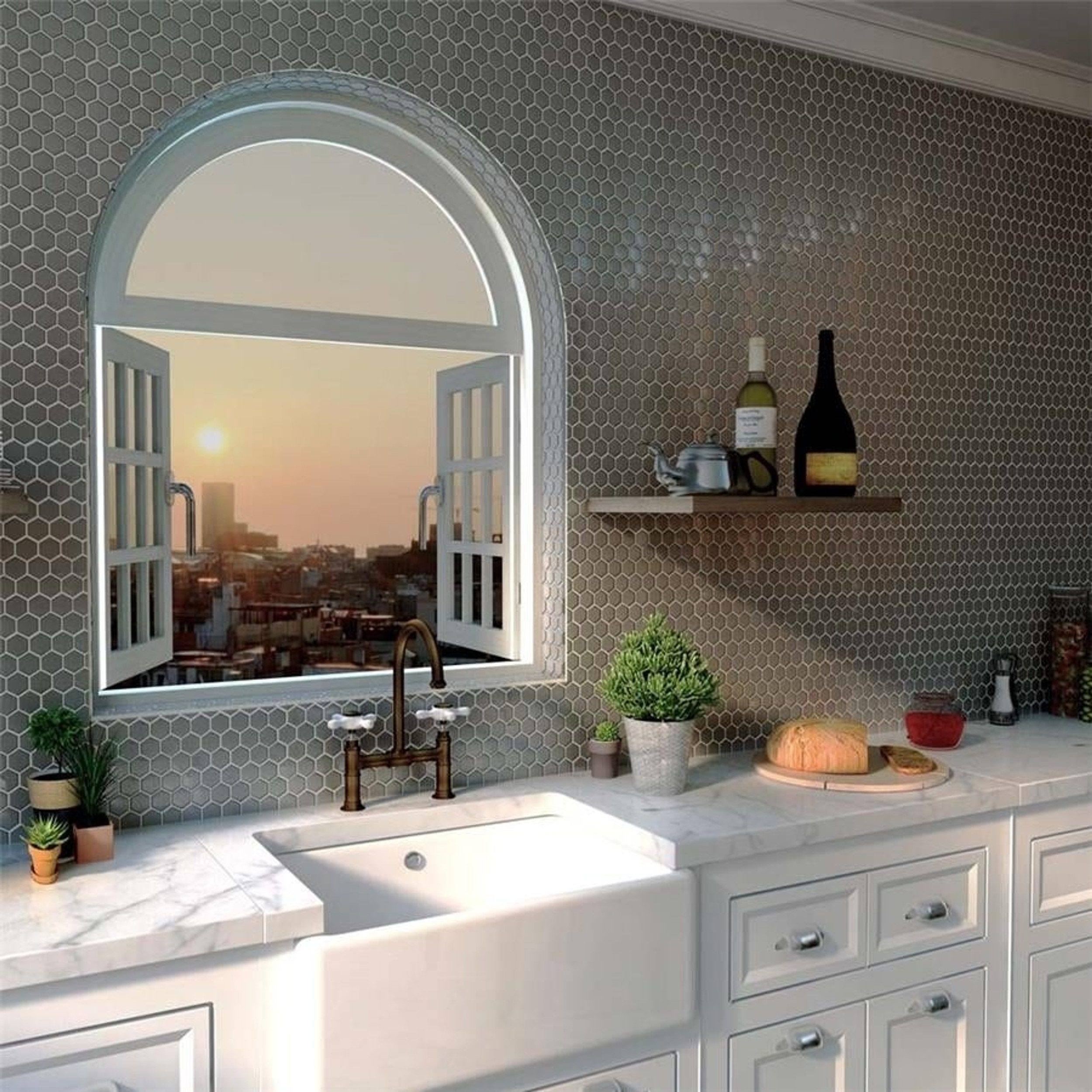 Stainless Steel Hexagon Mosaic Tiles