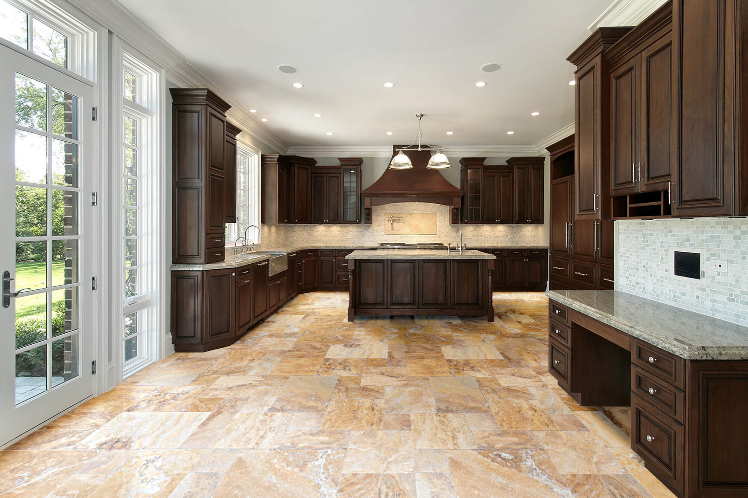 Volcano Travertine Brushed, Chiseled, Unfilled Versailles Pattern