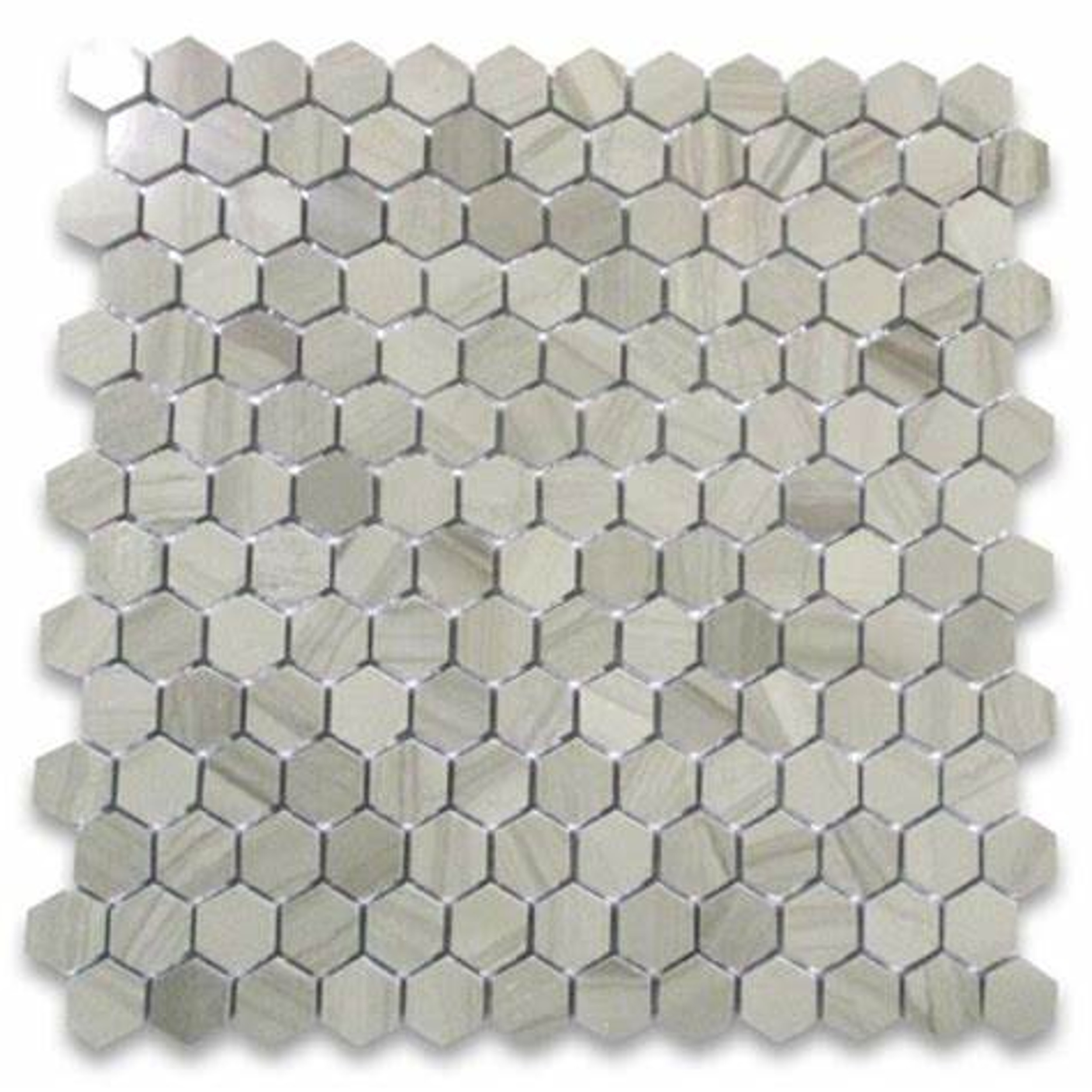 Willow Gray Honed 1" Hexagon Mosaics 12x12