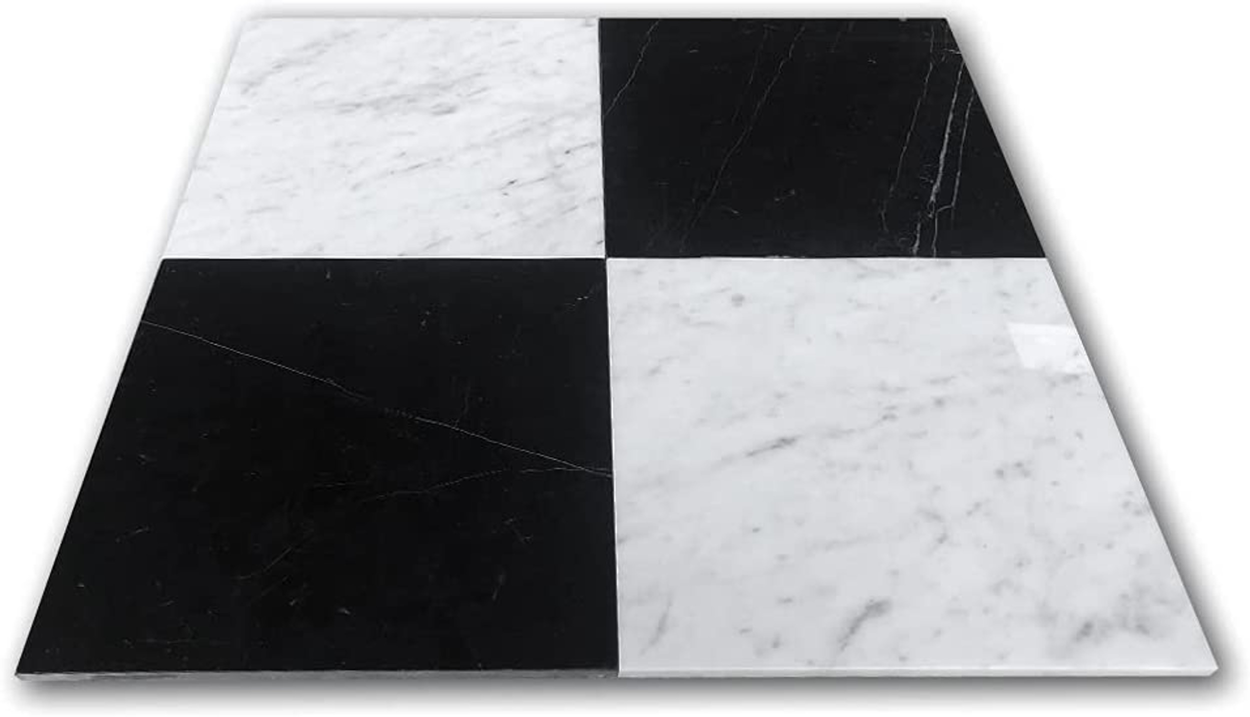 Nero Marquina Polished 12x12 & Carrara Polished 12x12 (Checkerboard Pattern)