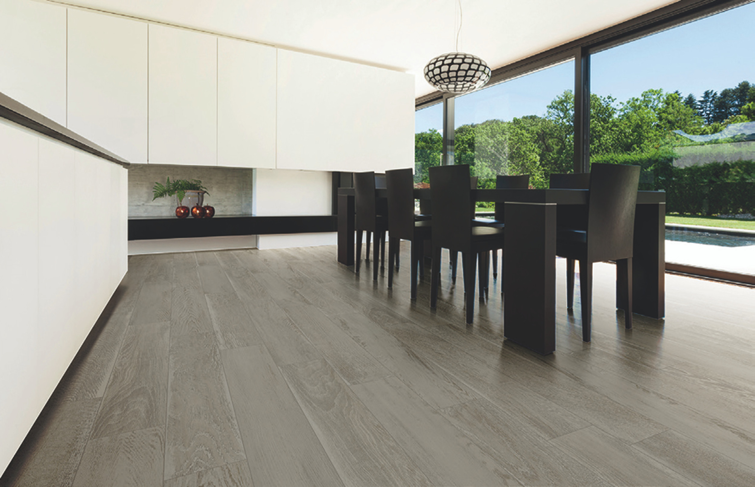 Lignum Grey 2x2 Mosaic, 8x48 Field Tile, 4x48 Bullnose Porcelain Tile