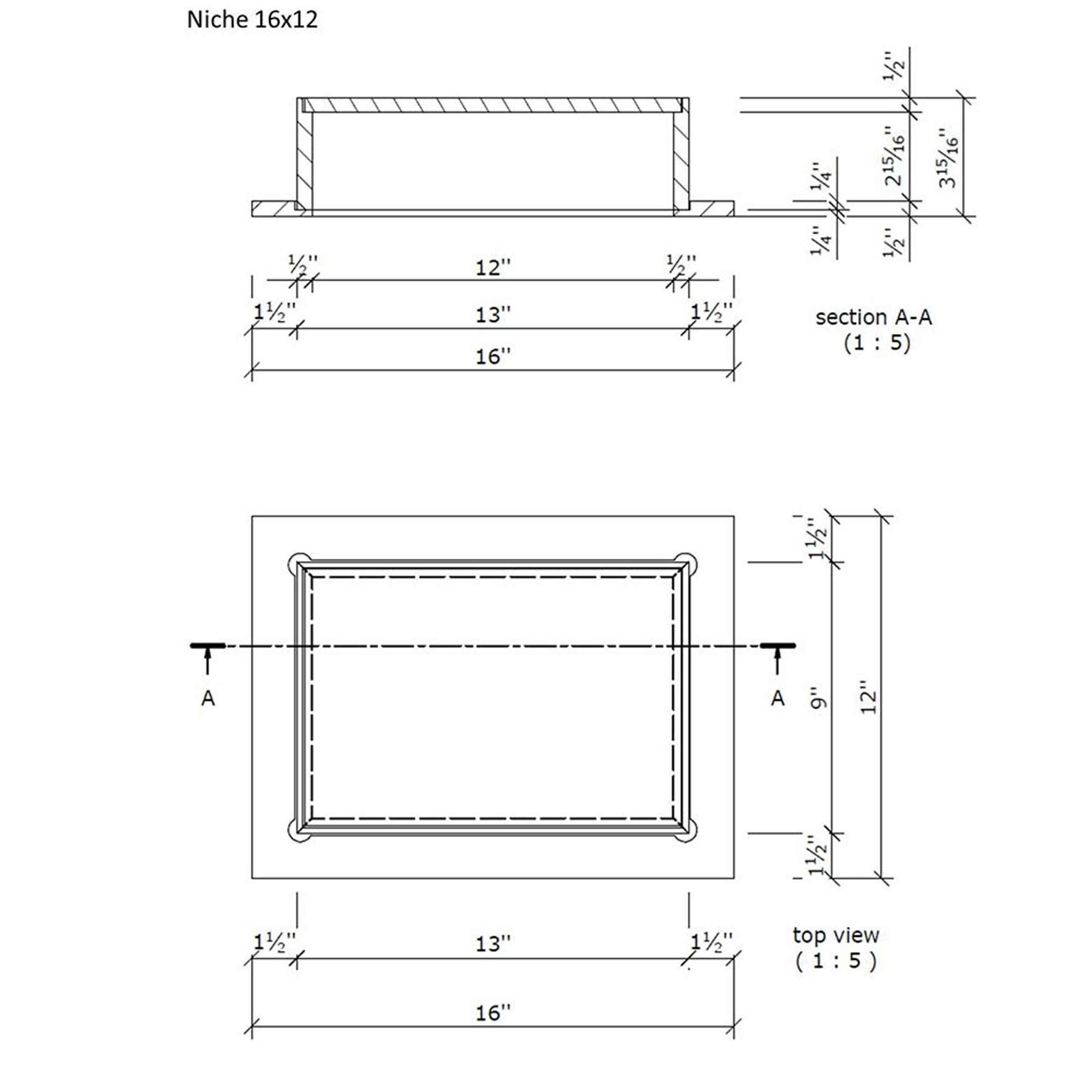 Wedi Shower Niches 16" x 42" US3000024 Wedi Niche Portland Direct Tile & Marble