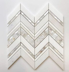 Mother of Pearl Island Pearl Mosaic Tile (Thassos and Mother of Pearl Mosaic) 12"×12.2" $59 Per Sheet Suggested Retail