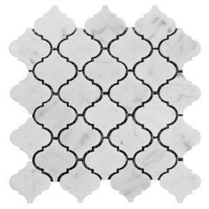 Carrara White Italian Marble Arabesque Baroque Lantern Mosaic Tile Polished Carrara White Italian Marble Arabesque Baroque Lantern Mosaic Tile Polished