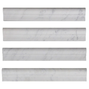 Carrara White Italian Marble Chair Rail Ogee 1 Molding Honed Carrara White Italian Marble Chair Rail Ogee 1 Molding Honed