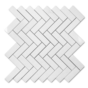 Thassos White Marble 1x3 Herringbone Mosaic Tile Polished Thassos White Marble 1x3 Herringbone Mosaic Tile Polished