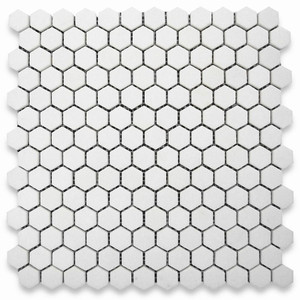 Thassos White Marble 1 inch Hexagon Mosaic Tile Honed Thassos White Marble 1 inch Hexagon Mosaic Tile Honed