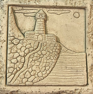 FACES OF NATURE CAST INSERT Cream Cast Lighthouse 4"X4" TILES