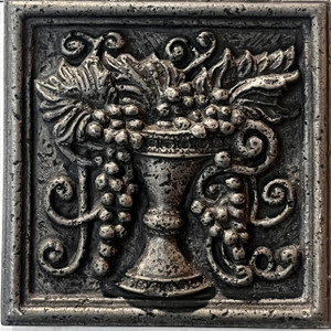 FACES OF NATURE CAST INSERT Pewter Grape 4"x4" FACES OF NATURE CAST INSERT Pewter Grape 4"x4"