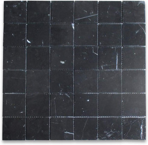 Nero Marquina Black Marble 2x2 Square Mosaic Tile Honed Nero Marquina Black Marble 2x2 Square Mosaic Tile Honed