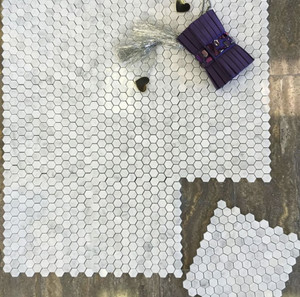 Carrara White Marble 1 inch Hexagon Mosaic Tile Honed Carrara White Marble 1 inch Hexagon Mosaic Tile Honed