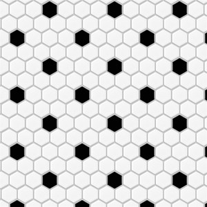 Alameda White 1" Hexagon With Black Dot Mosaic Alameda White 1" Hexagon With Black Dot Mosaic