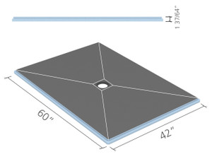 Wedi Fundo Primo Base (Center Drain) 42 in. x 60 in. 1 piece US9100007 Wedi Fundo Primo Base (Center Drain) 42 in. x 60 in. 1 piece US9100007