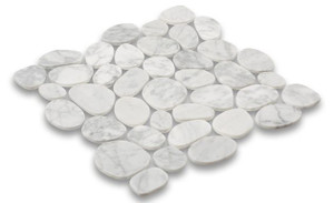Carrara Honed Marble Sprindrift Mosaics        FLAT PEBBLES Carrara Honed Marble Sprindrift Mosaics        FLAT PEBBLES