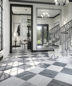 Checkerboard Marble Tile Bianco Dolomite Polished & Bardiglio Nuvalto Polished 18x18 Checkerboard Marble Tile Bianco Dolomite Polished & Bardiglio Nuvalto Polished 18x18