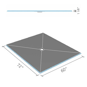 Wedi Fundo Ligno Curbless Shower Pan (Base) w/ Click and Seal Drain Unit - 60" x 72" x 1-1/8" Center Drain Wedi Fundo Ligno Curbless Shower Pan (Base) w/ Click and Seal Drain Unit - 60" x 72" x 1-1/8" Center Drain