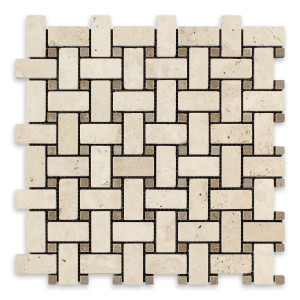 Ivory Premium Travertine Basketweave with Noce Dot
Tumbled Ivory Premium Travertine Basketweave with Noce Dot
Tumbled
