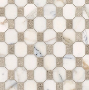 Calacatta Honed Octagon Verde Pattern 12x12 Marble & Limestone Mosaic Mix Calacatta Honed Octagon Verde Pattern 12x12 Marble & Limestone Mosaic Mix