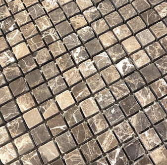 Emperador Dark Tumbled 5/8x5/8 Marble Mosaics