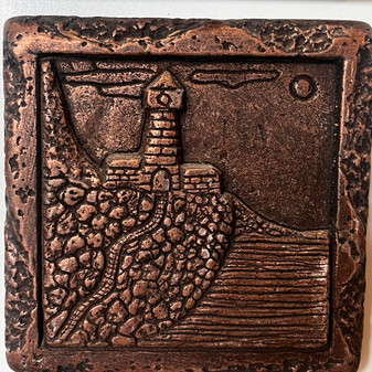 FACES OF NATURE CAST INSERT COPPER CAST LIGHTHOUSE 4"X4" TILES