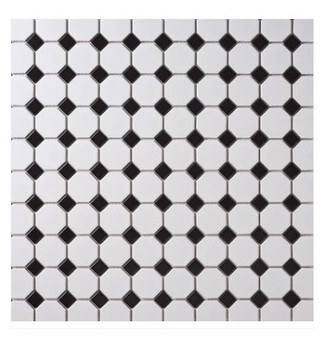 Alameda Octagon With Black Dot Mosaic 12x12