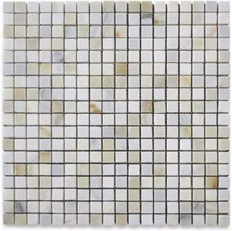 Calacatta Gold Marble 5/8x5/8 Square Mosaic Tile Honed