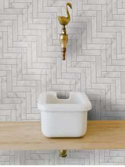 Carrara Honed 2"x8" Marble Tiles Set in Herringbone
