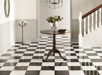 Carrara Polished 12x12 & Nero Marquina Polished 12x12 Checkerboard Marble Tiles