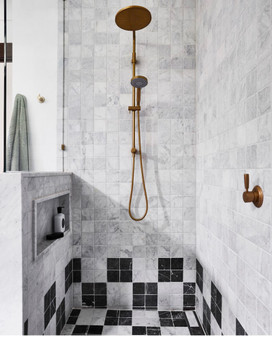 Carrara & Nero Marquina Tumbled 4x4 Marble Tiles