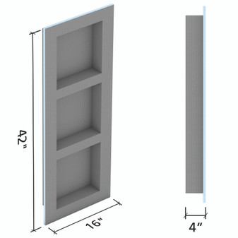 wedi Shower Niche 16" x 18"
16 in. × 42 in. x 4 in. exterior | 12 in. x 38 1/4 in. x 3 1/2 in. interior | incl. 2 removable shelves
1 pc
US3000024