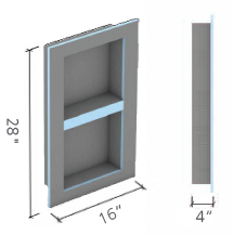 wedi Shower Niche
16 in. x 28 in. x 4 in. exterior | 12 in. x 24 in. x 3 1/2 in. interior
1 pc
US3000248