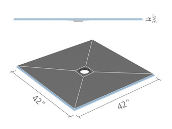 Wedi Fundo Ligno Base (Center Drain) 42 in. x 42 in. 1 pc US9200006
