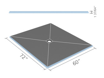 Wedi Fundo Primo Base (Center Drain) 60 in. x 72 in. 1 piece US9100012