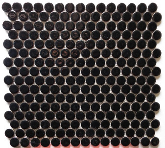 Onix Black Shiny Penny Round Mosaic 11.25x11.25