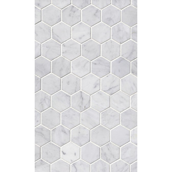 Italian Carrara White Honed 2" Hexagon