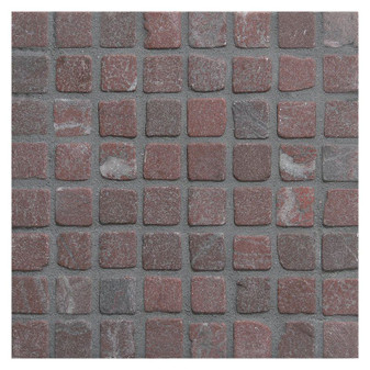 Rosso Laguna Tumbled 5/8"x5/8" Mosaics 12x12 Mesh