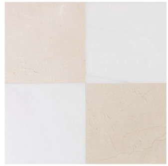 Checkerboard Marble Tile Thassos Honed & Crema Marfil Honed 18x18