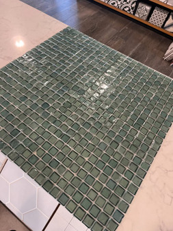 Oceanside Glass Mosaic 13x13 Mesh Green Glass Tiles $9.99 SF Last Price