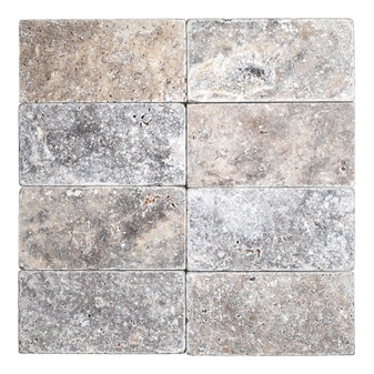 Silver Premium Travertine 3×6 Tumbled
