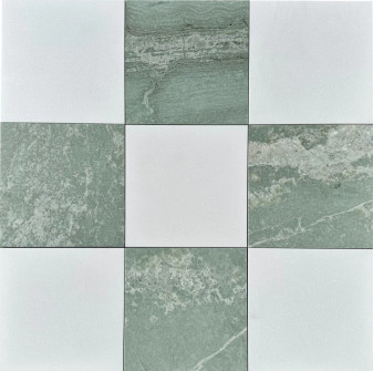 Thassos White, Ming Green Polished 12x12 Marble Checkerboard Tile