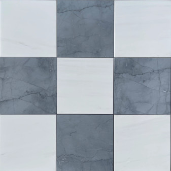 Checkerboard Dolomite and Bardiglio Imperiale Marble Honed 12x12