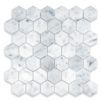 White Carrara Marble Hexagon 2″
Honed/ Polished