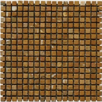 Golden Marble Tumbled 5/8x5/8 Mosaic 12x12 Mesh