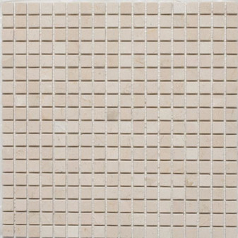 Crema Marfil Tumbled 5/8x5/8 Marble Mosaic 12x12 Mesh